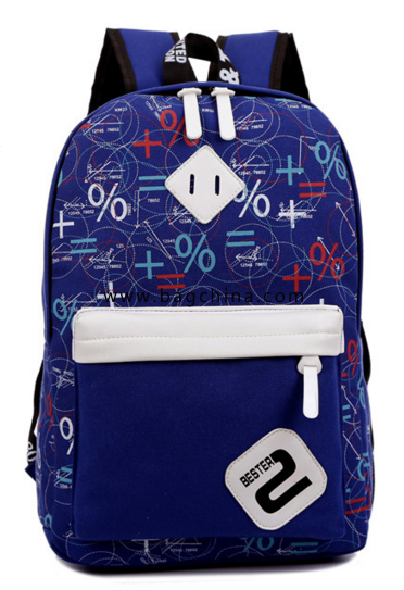 Canvas backpack shoulders geometric patterns casual schoolbag 6 colors