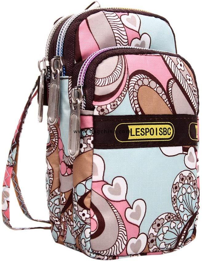 Women's Fashion Printed Zipper Sports Bag Mini Wrist Purse 