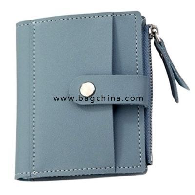Fashion Women Solid Color Short Leather Retro Vintage Style Card Bag Multi-functional Wallet 