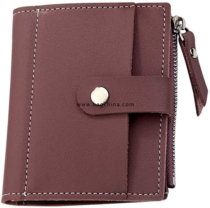 Fashion Women Solid Color Short Leather Retro Vintage Style Card Bag Multi-functional Wallet 