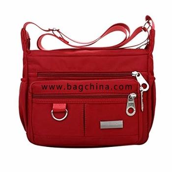 Women's Casual Vintage Solid Color Zipper Waterproof Nylon Messenger Shoulder Bag Travel Cross body Bag 
