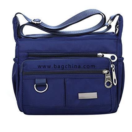 Women's Casual Vintage Solid Color Zipper Waterproof Nylon Messenger Shoulder Bag Travel Cross body Bag 