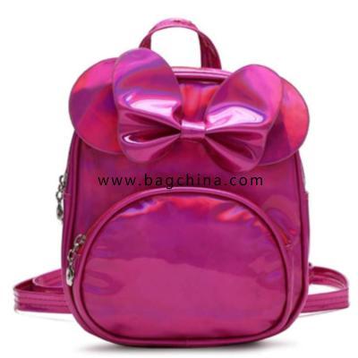 Children Cute Bow Girls Knot Backpack Solid Color Kids Bag 