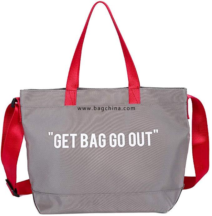 Fashion Canvas Bag for Women, Waterproof Shoulder Bag Letter Handbag 