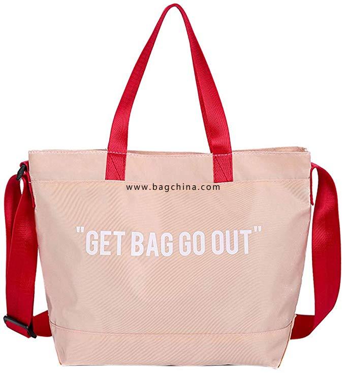 Fashion Canvas Bag for Women, Waterproof Shoulder Bag Letter Handbag 