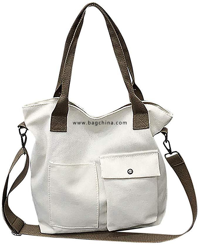 Unisex Soft Casual Canvas Messenger Shoulder Hobo Top-Handle tote Bag