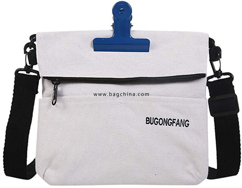 Women Girls Canvas Bag Fashion Clip Shoulder Bag Simple Crossbody Bag