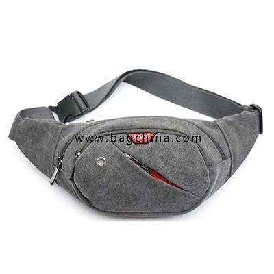 Canvas Fanny Pack Quick Release Buckle with Earphone Hole Sling Belt Bag Waist Pack