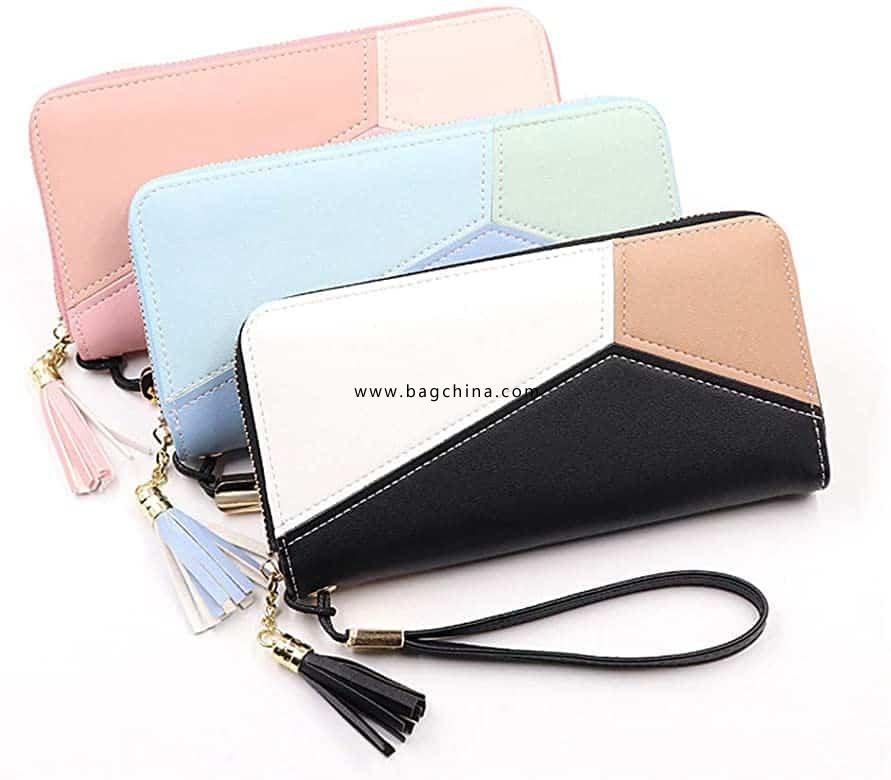 Long Wallet Unique Patchwork Design Clutch Handbag Wallet Phone Purse