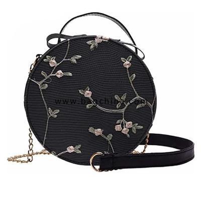 Round Messenger bags for women Chain Floral Shoulderbag Fashion Crossbody Bag for Ladies