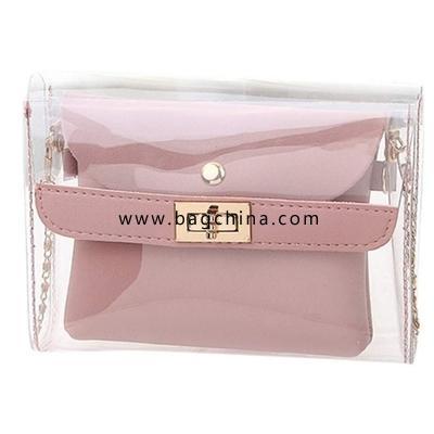 Ladies Trend Transparent Bag Messenger Bag Shoulders Jelly Purse