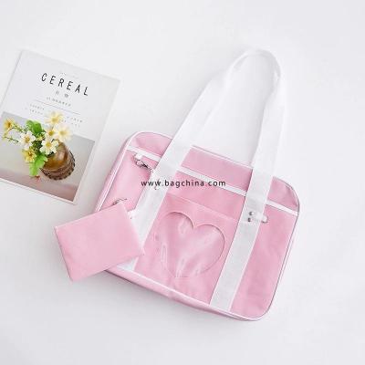 Japanese Preppy Style Pink Shoulder School Bags For Women Girls Canvas Large Capacity Casual Luggage Organizer Handbags Totes