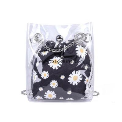 2020 Fashion Trend Women Summer Cute Shoulder Bag Chain Strap Transparent Daisy Messenger Drawstring Handbags Composite Pouch