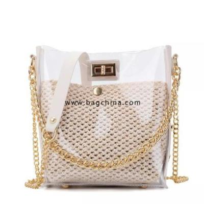 Summer bag female 2020 new wave wild transparent straw handbag Korean fashion transparent jelly chain messenger shoulder bag