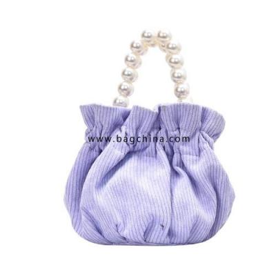 Corduroy Pearl Shoulder Handle Bucket Bags For Women 2020 Mini Chain Crossbody Bags Lady Shoulder Handbags and Purses