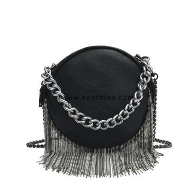 Women's bag 2020 fashion luxury handbag ladies designer chain round bag fashion rock bag tassel shoulder bag party messenger bag