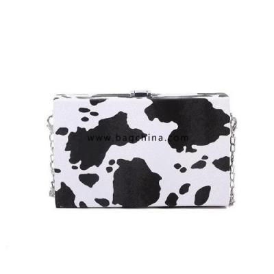 Cow pattern small bag for girls purses 2020 new fashion summer chain women shoulder bag messenger square box bags sac a main