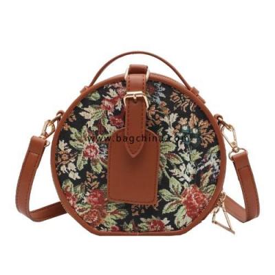 Round Small PU Leather Crossbody Bags for Women 2020 Flower Designer Shoulder Handbags Winter Branded Women's Hand Bag