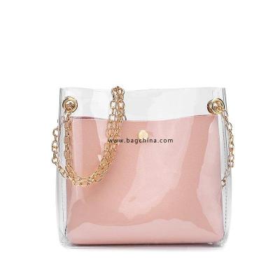 Women Transparent Bucket Bag Clear PVC Jelly Small Shoulder Bag Female Chain Crossbody Messenger Bags 2019 Design Luxury Handbag