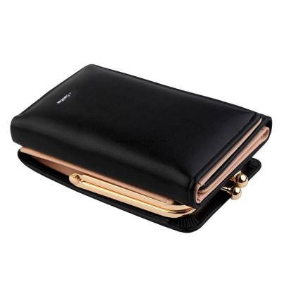 2020 New Short Women Wallets Black Red Color Mini Money Purses Small Fold PU Leather Female Coin Purse Card Holder