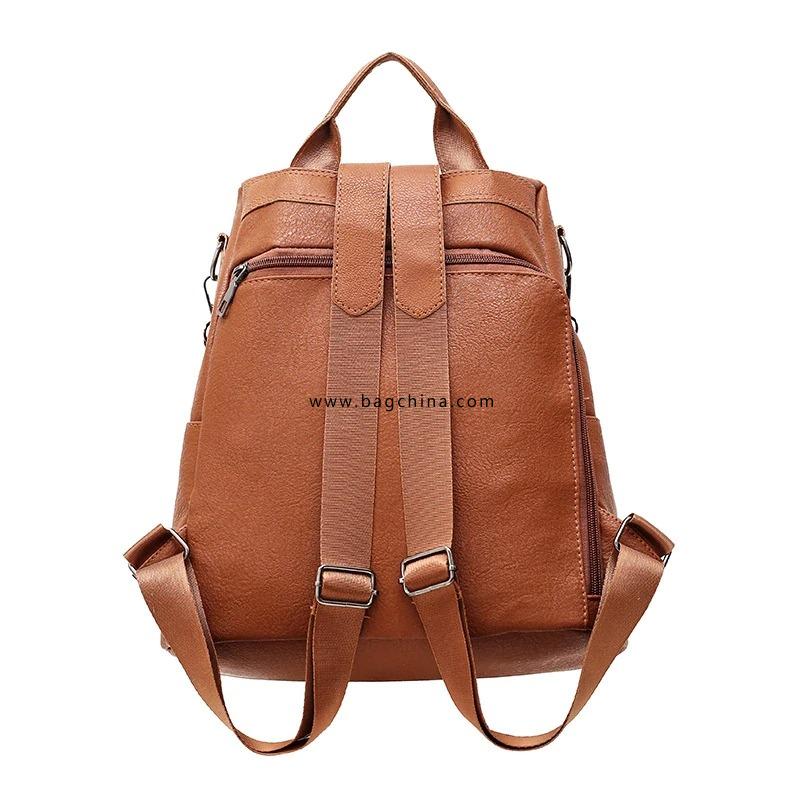 Female Anti-theft Backpack Classic PU Leather Solid Color Backpack Canta Fashion Shoulder Bag Simple Personality Ladies Backpack