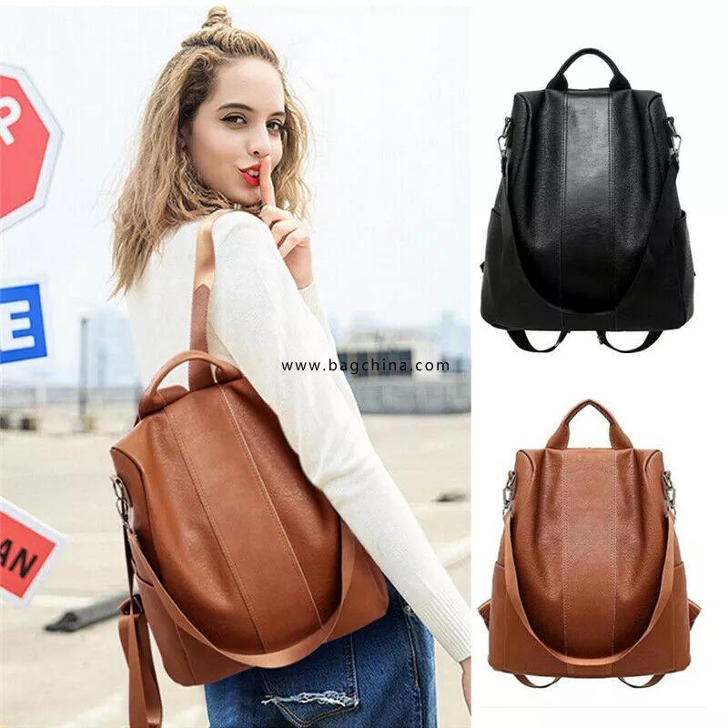 Female Anti-theft Backpack Classic PU Leather Solid Color Backpack Canta Fashion Shoulder Bag Simple Personality Ladies Backpack