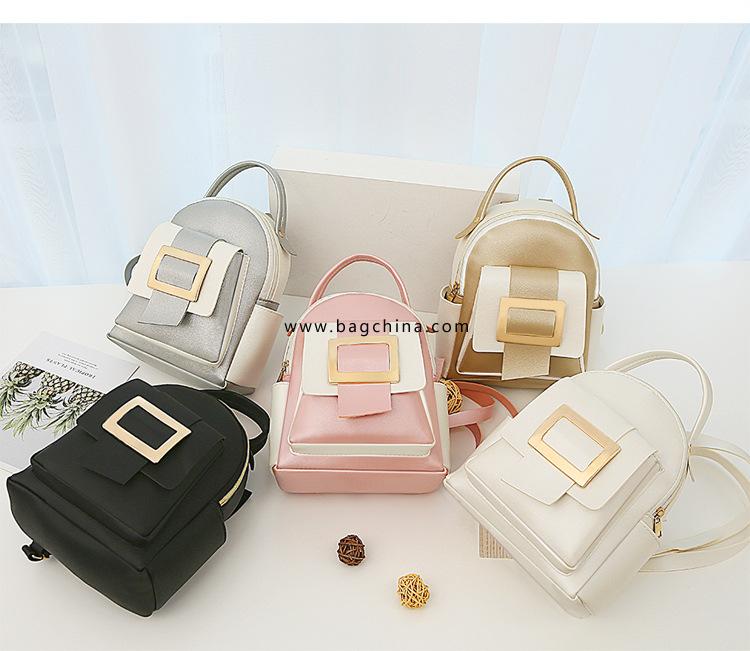 2020 New Mini Ladies Backpack Fashion Color Matching Small Fresh Backpack PU Pure Color Mobile Phone Coin Purse