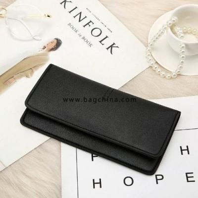 New Temperament Women's Wallet Europe and The United States Simple Ultra-thin Long Wallet Buckle Card Soft Leather Wallet