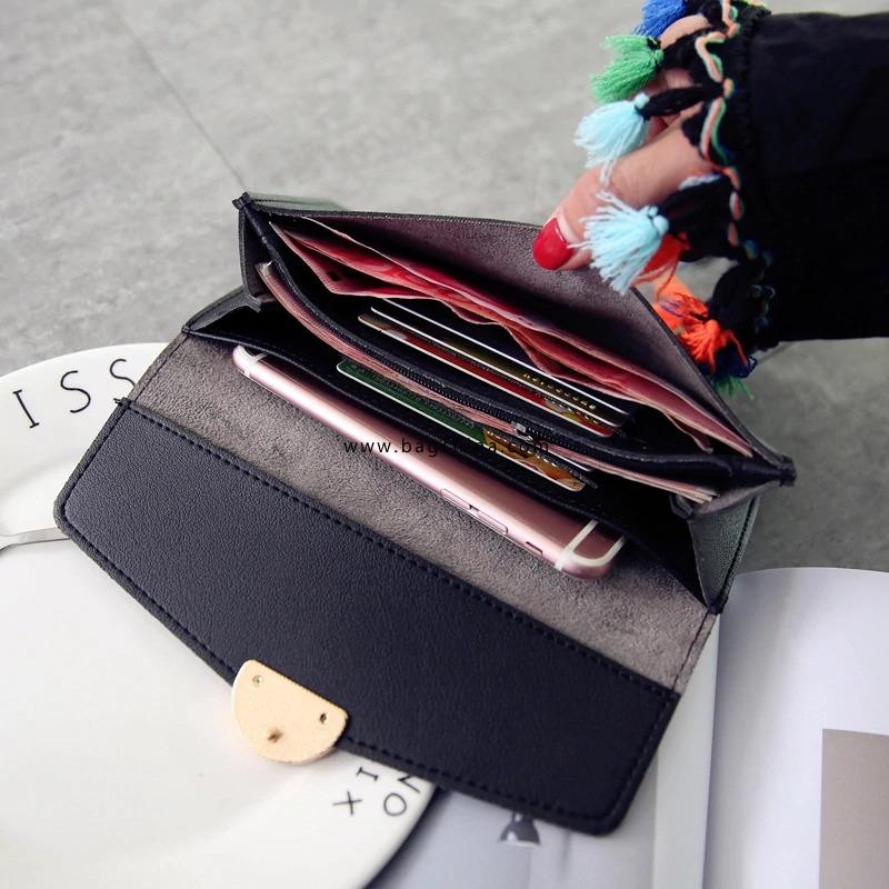 New Fashion Wallet Leather Women Wallets Long Pu Leather Purse Zipper Metal Circle Decor Wallets Female Hasp Coin Purse Clutch
