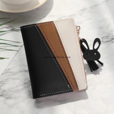 New Trend Leather Wallets Women Fashion Short Student Change Card Holder PU Contrast Leather Wallet Tassel Design Clutch Wallet