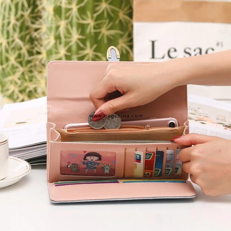 Women Wallets Long with Plaid PU Leather Fashion Hasp Coin Purse Phone Bag Card Holders Female Wallet for Girls Ladies