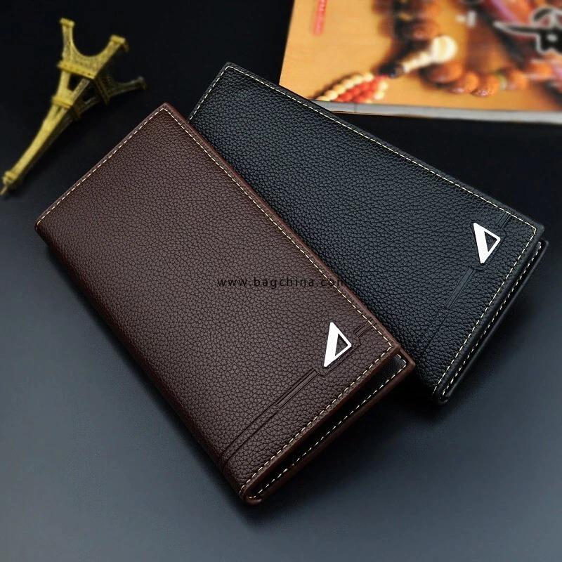 2020 Wallet Men Small Litchi Business Card Holder Men Wallets Money Bag Male Vintage Black Long Purse Leather Slim Wallets Thin