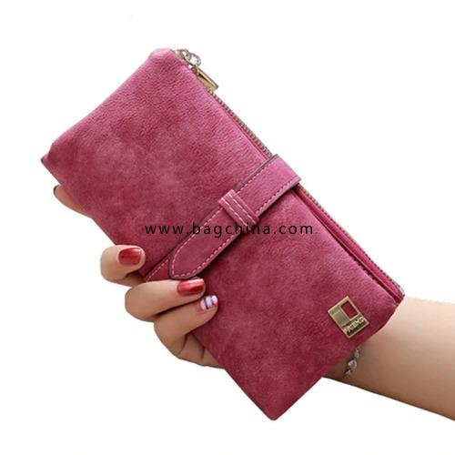 2020 Solid Drawstring Nubuck Leather Zipper Long Women Wallets Phone Bag Luxury Brand Wallets Designer Purse Card Holder Clutch