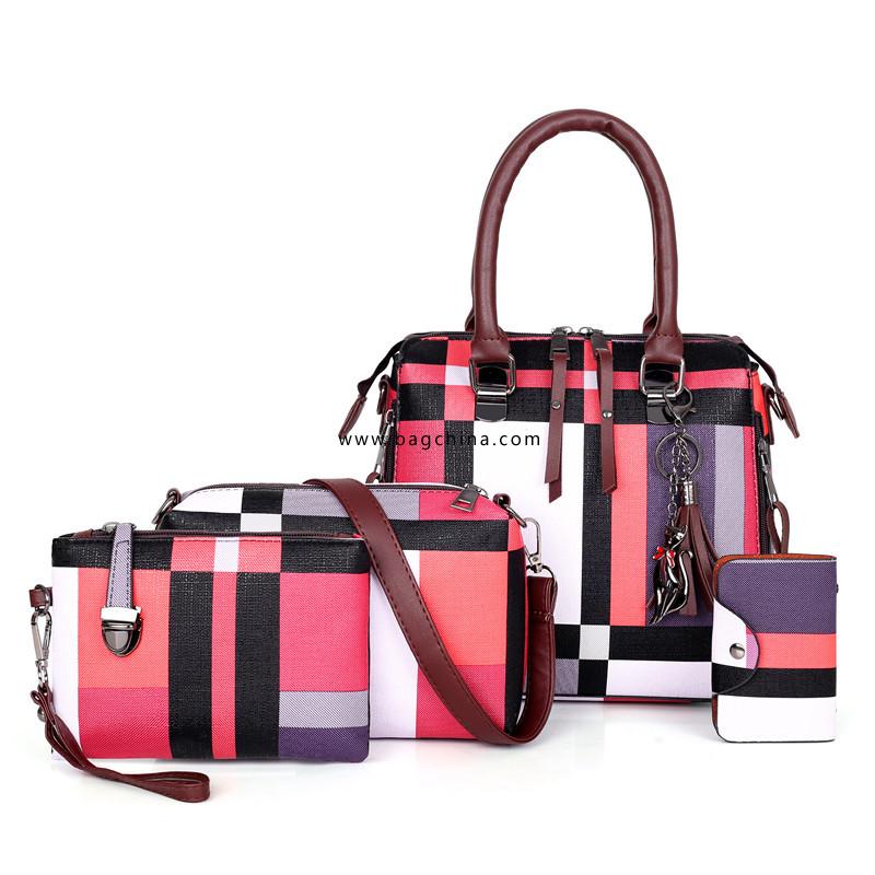 2019 new hot female bun mother bag three-piece fashion stitching contrast color shoulder bag wild crossbody handbag 