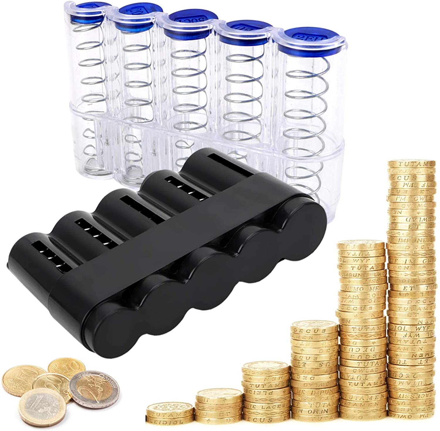 Plastic Euro Coins Storage Box Classifier Coins Dispenser Coin Purse